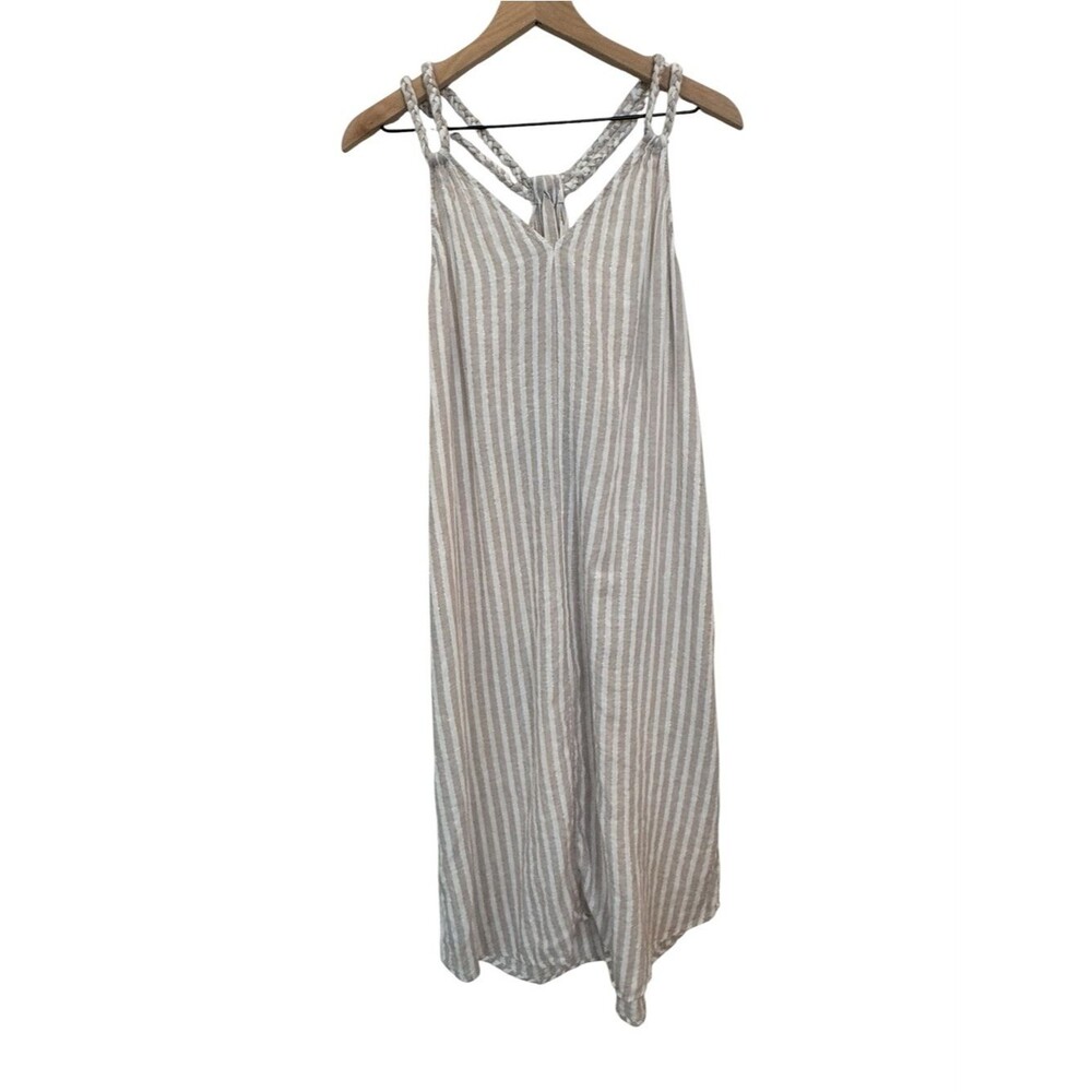 Rachel Ashwell Striped Sleeveless Sleep Dress — Linen Blend - Size Large